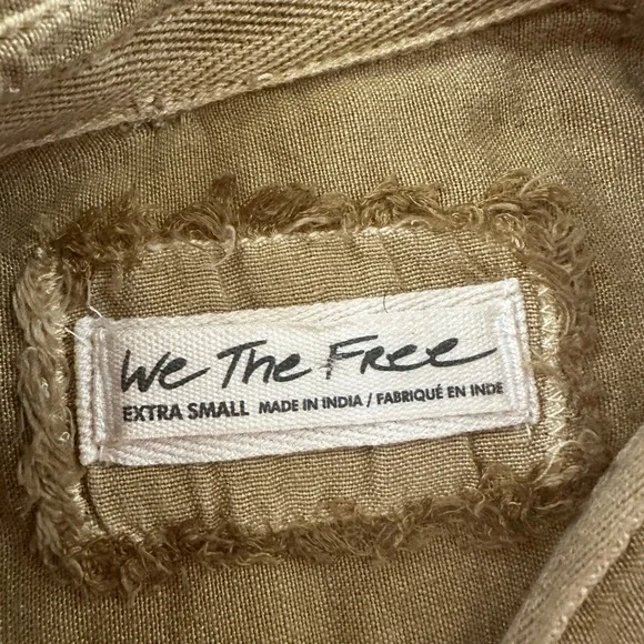 Free People We The Free Olive Linen Blend Crop Utility Cargo Blouse Gorpcore XS - Picture 3 of 9